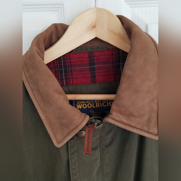 Woolrich Men's Bomber Jacket Thermal Fleece Lined Olive Green Size XL - Picture 5 of 17